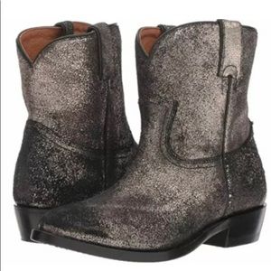 Frye Billy Short Leather Boots Black/Gold 9.5